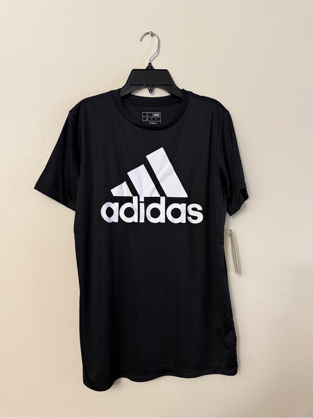 adidas Black Tee with White Logo - Short Sleeve